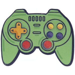 Green Video Game Controller Painted Wood Shape Decoration 2 Count